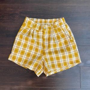 Mustard plaid shorts size medium